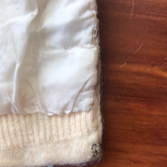 VINTAGE Glitter Sequin Champagne Hook & Eye Clasp Cardigan Women's Small - Picture 13 of 14